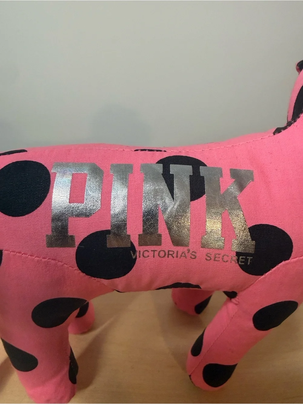 Victoria's Secret PINK Pink and Black Polka Dot Dog Plush